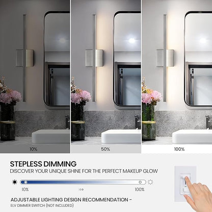 Brushed Nickel Vanity Light for Bathroom - 23.6inch Bathroom Vanity Light Fixture Dimmable 5CCT Modern Bathrooms Sconce 18W LED Bathrooms Wall Lighting Fixture Over Mirror