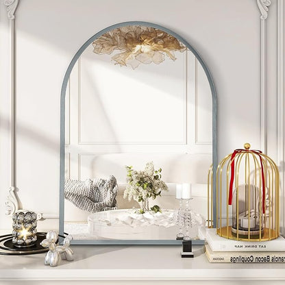 Arch Bathroom Mirror, Metal Frame Vanity Mirror, Dresser Mirror, Arch Decorative Mirrors for Living Room Bedroom Entryway Mantle 28"x20"