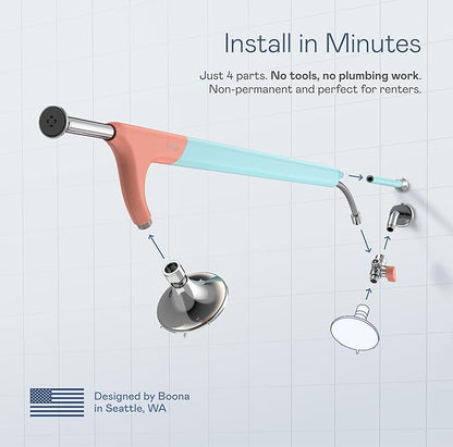 BOONA Original Tandem Shower as Seen on Shark Tank | Dual Shower Head for Couples | Max Water Pressure for Two | Easy Install (Retro Miami, One Showerhead)