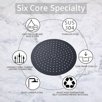 Matte Black Shower Faucet GGStudy Single Function Shower Trim Kit with Rough-in Valve Shower Set Bath Rainfall Shower Faucet System 8inch Round Stainless Steel Metal Shower Head