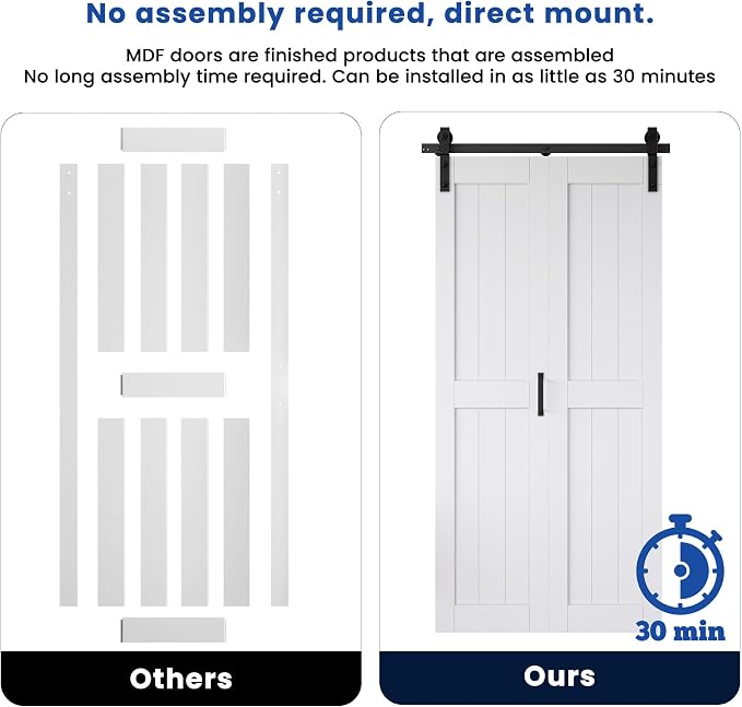 SMARTSTANDARD Bifold Barn Door 24" x 84", MDF Bi-Fold Sliding Closet Doors | Hardware Kit Included, Pre-Finished Easy Assembly, Water-Proof PVC Surface & Save Space, H-Frame, 28" Track for 2 Doors