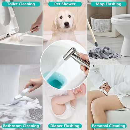 BARROCK 2 Pack Bidet Sprayer for Toilet, Handheld Jet Spray for Exist Toilets, Adjustable Water Pressure Muslim Shower Bidet Attachment Set, Cloth Diaper Sprayer for Baby/Feminine Wash Brushed Nickel