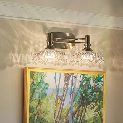 Brushed Nickel Bathroom Vanity Light Fixtures Modern 2-Light Vanity Lights Bathroom Lighting Vintage Wall Sconces for Pictures Mirror Hallway Bedroom