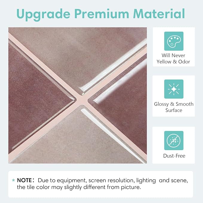 Commomy Thicker Pink Peel and Stick Tiles 10 pcs of 12" x 12" | 3D Adhesive Square Peel and Stick Tiles Backsplash for Kitchen, Bathroom,Waterproof, Vinyl Wall Tile(Cover 10 Sq.ft)