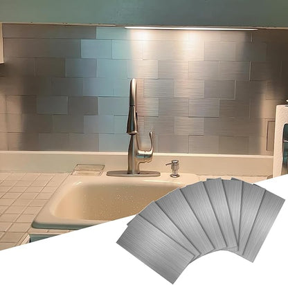 Yipscazo 2026 New Upgrade Peel and Stick backsplash 3 x 6 Inches, Backsplash Tile Peel and Stick Tile for Kitchen, Bathroom, Laundry Room, Fireplace(Metal, 100 Pieces)