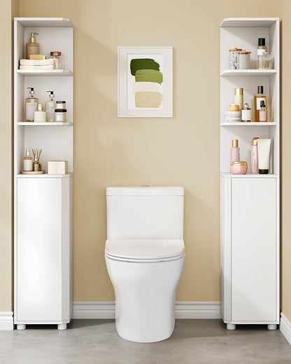Corner Cabinet, Tall Bathroom Corner Cabinet with Doors, Narrow Storage Cabinets with Adjustable Shelves, Bathroom Organizers and Storage for Small Space, White BC31003X
