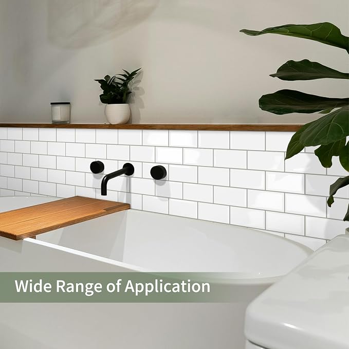 10-Sheet Thick Peel and Stick Kitchen Backsplash Tiles(White,12.6"×10.6") | 3D Subway Waterproof Self-Adhesive Wall Tile Stick on Backsplash for Kitchen and Bathroom