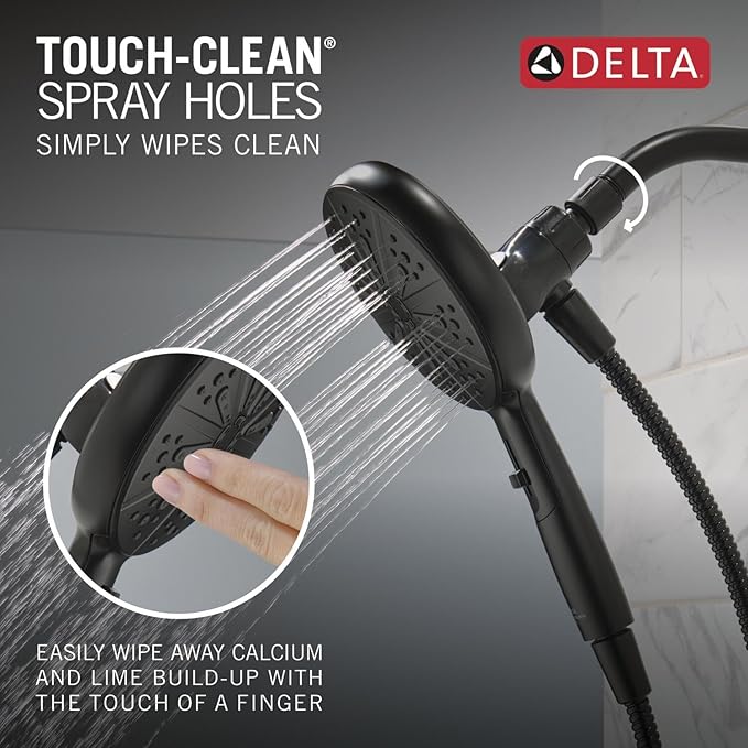 Delta Nicoli 14 Series Matte Black Bathtub Shower Faucet Set with Handheld Shower Head, Valve Trim Kit, Matte Black 144749-BL-HS (Valve Included)