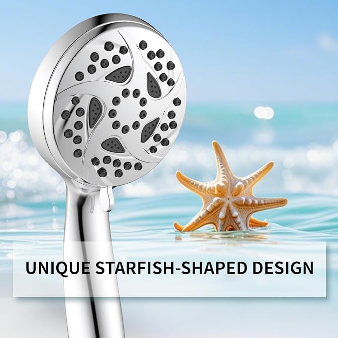 6-Mode Shower Head with Handheld, High Pressure Hand held Shower Head | 3.94 Inch Chrome Handheld Spray with 59 Inch Stainless Steel Hose and Adjustable Showerhead Holder, Tool-free Installation