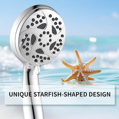 6-Mode Shower Head with Handheld, High Pressure Hand held Shower Head | 3.94 Inch Chrome Handheld Spray with 59 Inch Stainless Steel Hose and Adjustable Showerhead Holder, Tool-free Installation