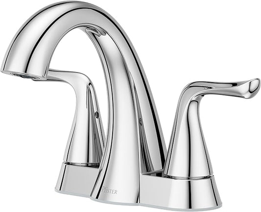 Pfister Willa Bathroom Sink Faucet, 4-Inch Centerset, 2-Handle, 3-Hole, NSF Certified, Polished Chrome Finish, LF048MALCC