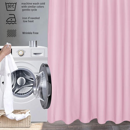 EurCross Pink Fabric Shower Curtain Liner 72 x 72 inches with Hooks, Water Resistant Chic Girlish Bathroom Décor for Bathroom Hotel Quality