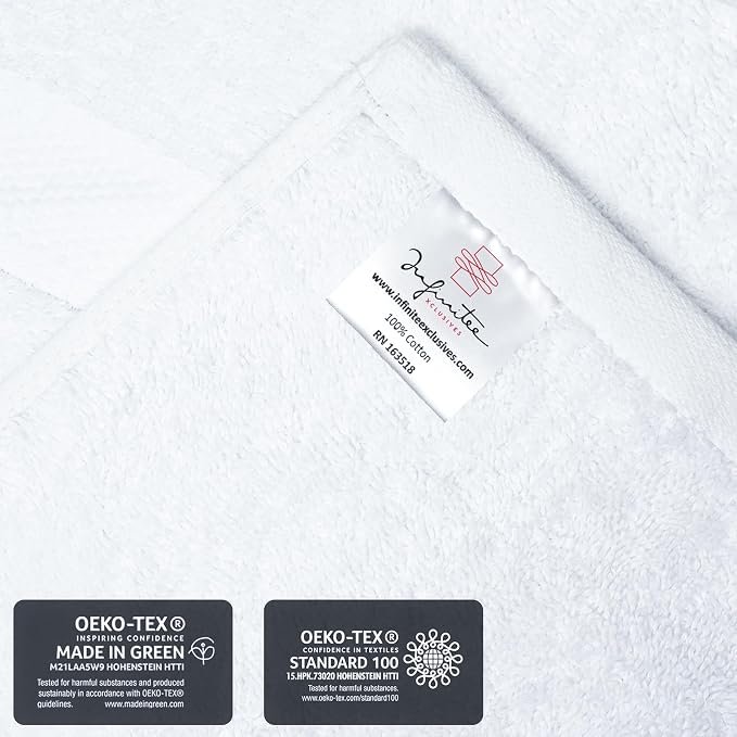 Infinitee Xclusives 100% Cotton Luxury Wash Cloths for Showering - 12 Pack | Washcloths [13x13] - Soft and Absorbent Face Towels for Bathroom Wash Clothes - Gym, Spa & Hotel Use