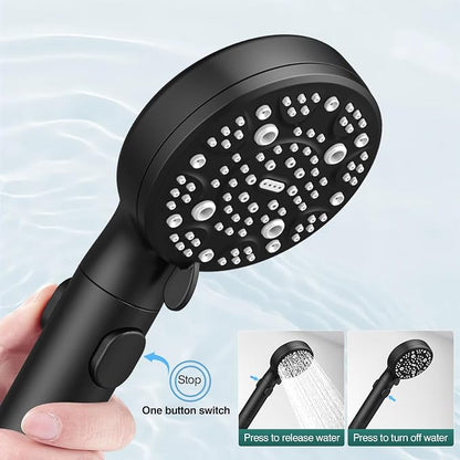 RV Shower Head with Hose, High Pressure 9 Mode Black Shower Head with On/Off Switch, Filtered Black Shower Head, Shower Head for RV/Campers, Travel Trailer, Motorhome for Water Saving（Black）