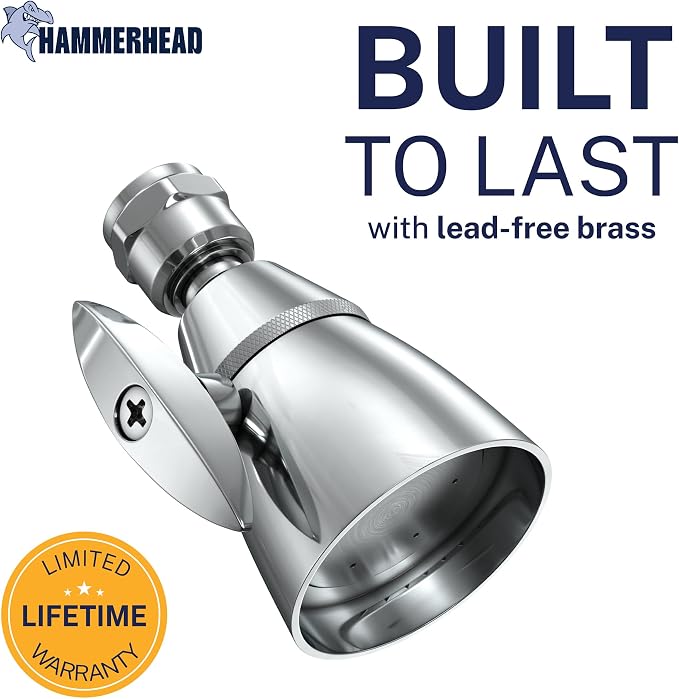HammerHead Showers® Solid Metal 2 Inch High Pressure Shower Heads - CHROME – 2.5 GPM Shower Heads High Pressure - High Flow Shower Head with ADJUSTABLE SPRAY PATTERN - Fixed Shower Head