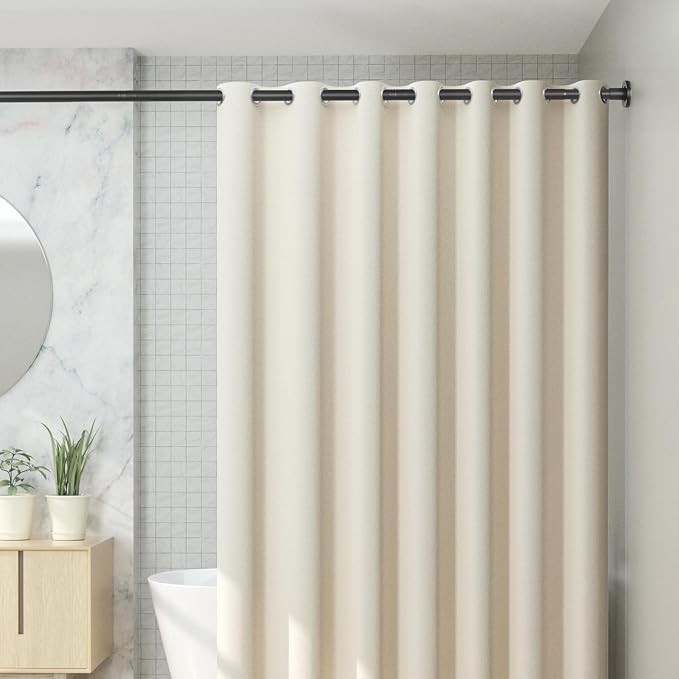 CorkLatta 1" Heavy Duty Black Shower Curtain Rod 31 to 80 Inch,Adjustable | Stainless Steel Tension Curtain Rod Non slip, No Drill Shower Rods for Bathroom,Easy Install