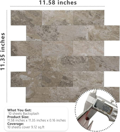 STICKGOO 10-Sheet Subway Tile Peel and Stick Backsplash, Rust Slate | Stick on Kitchen Backsplash, Waterproof, Self Adhesive PVC Wall Tiles for Kitchen, Bathroom, Fireplace