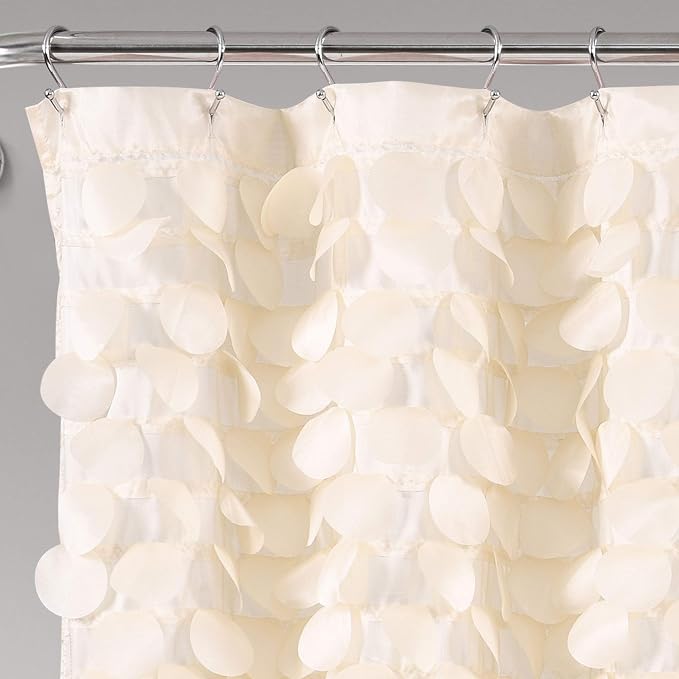 Lush Decor Lillian Shower Curtain | Textured Shimmer Circle Design Bathroom, 72” x 72”, Beige