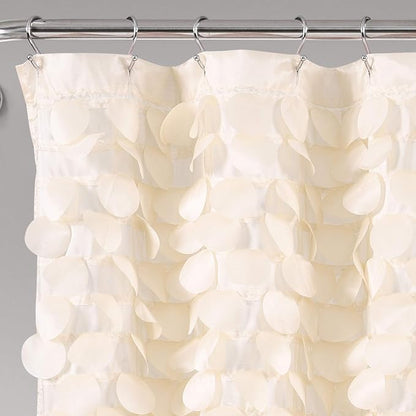 Lush Decor Lillian Shower Curtain | Textured Shimmer Circle Design Bathroom, 72” x 72”, Beige