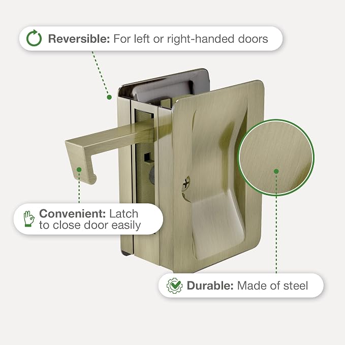 Richelieu | Onward Privacy Pocket Door Pull, Rectangular, Antique Brass