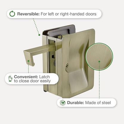 Richelieu | Onward Privacy Pocket Door Pull, Rectangular, Antique Brass