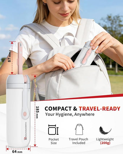 Rainsworth Portable Electric Bidet, 350ml, for Travel & Personal Care | Large Capacity, Rechargeable 1600mAh, USB-C Port, Adjustable Nozzle, Dual Flow Modes, IPX6 Waterproof,Leak-Proof Design