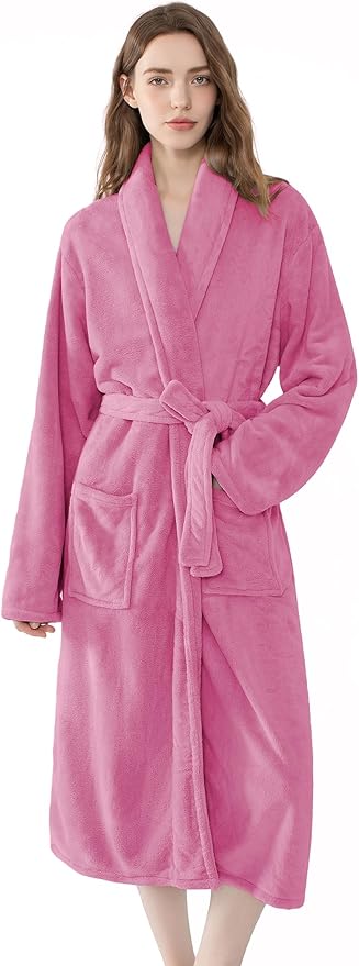 Soft Robe For Women，Warm Plush Bath Robes Female，Spa Towel After Shower Lightweight Long Bathrobe