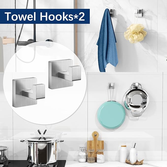 Gypie 16Inch Bathroom Accessory Set Wall Mounted, Brushed Nickel 5-Pieces | Stainless Steel Bathroom Hardware Set Towel Bar Set