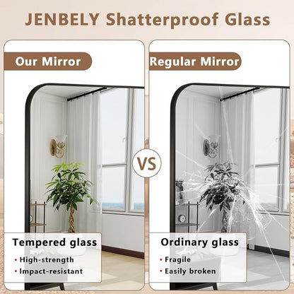 Matte Black Mirror, 24"x36" Rectangle Bathroom Mirror, Metal Frame Rectangle Corner Vanity Mirror, Wall Mounted Mirror for Modern, Living Room, Bedroom, Horizontal Or Vertical