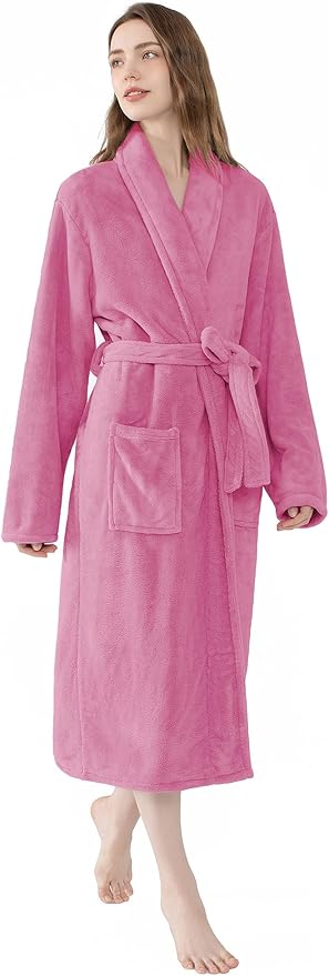 Soft Robe For Women，Warm Plush Bath Robes Female，Spa Towel After Shower Lightweight Long Bathrobe