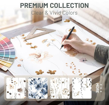 No Hook Floral Shower Curtain with Liner, Burnt-Orange, 71x74 | Snap in Liner, 3 in 1, Water Repellent, Easy Install, Machine Washable, Hotel Style for Bathroom, Watercolor Pattern