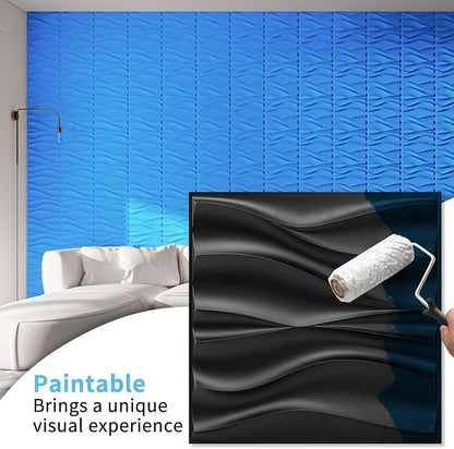 Art3d 20 Pack Decorative 3D Wall Panels, 19 Sq.Feet PVC Interior Wall Décor, 11.8"x11.8", Black