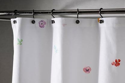 Maison d' Hermine Shower Curtain 100% Cotton One Panel 70"x72" Washable Fabric Shower Curtains for Bathroom, Easy Hanging with 12 Button Holes - Home Hotel Spa Easter Gifts (Summer Whisper)