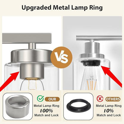 IZORRO Modern Bathroom Light Fixtures, 5 Light Brushed Nickel Vanity Lights, Bathroom Lighting Fixtures Over Mirror with Clear Glass for Living Room Cabinet Bedroom