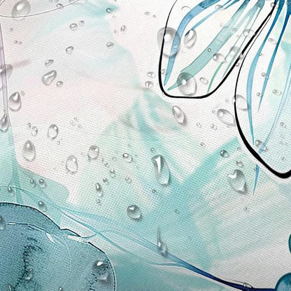 Sanzugh Teal Floral Shower Curtain, Boho Emerald Sage Hunter Olive Green Blue Abstract Flowers Art Cute Fabric Shower Curtains Set for Bathroom Decorative with Hooks 60 X 72 inch Spring Bath Decor
