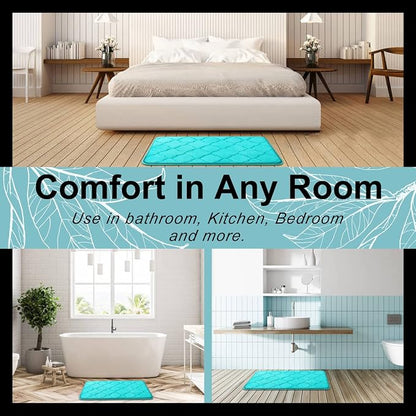 OLANLY Memory Foam Bath Mat Rug 47x32, Ultra Soft and Absorbent Bathroom Rugs, Non-Slip, Comfortable, Machine Washable Bath Carpet for Bathroom Floor, Tub, Shower and Home Decor Accessories, Teal