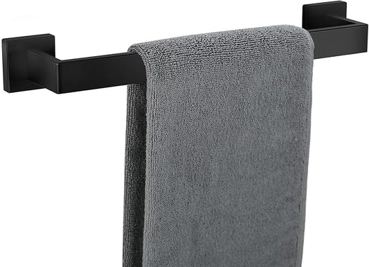 Towel Bar for Bathroom 16 Inch Matte Black Towel Holder 12/16/20/24/28/32/36 Inch Stainless Steel SUS304 Rustproof Towel Rack Modern Square Towel Rod for Bathroom Wall (1, Matte Black, 16 Inch)