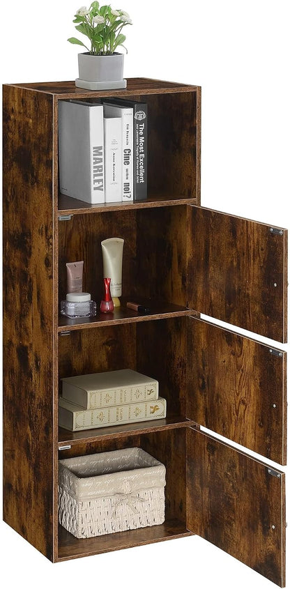 Convenience Concepts Xtra Storage Three-Door Bookcase in Cherry Wood Finish