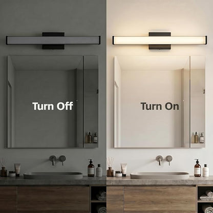 URSOLA 24" Modern LED Bathroom Light Fixtures, Matte Black 3CCT Dimmable Bathroom Vanity Light Over Mirror, Bathroom Vanity Bath Bar Lights with Double Layer Acrylic Shade