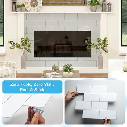 Art3d Subway Peel and Stick Backsplash, 10-Pack, Warm White with Gray Grout | 12.6 x 10.6 in, Thickened Design, Heavy-Duty, Strong Adhesive, for Kitchen, Bedroom, Countertop Decor, Ideal for Home Upgrade