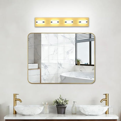 LED Gold Bathroom Light Fixtures, 4-Light 27W 5CCT Modern Vanity Lights | NOVELUX LED Gold Bathroom Light Fixtures, 4-Light Modern Vanity Lights , ETL Listed, 27W 5CCT Adjustable