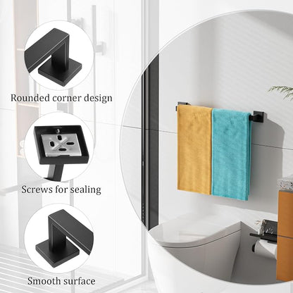 Alise Towel Bar Towel Racks for Bathroom Wall Mount 20 Inch,Matte Black | SUS304 Stainless Steel Bathroom Towel Holder, Full Square Towel Rod Towel Hanger for Bathroom Lavatory Kitchen