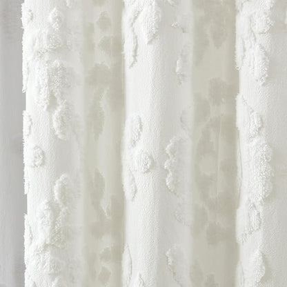 Peri Home Chenille Laurel Cotton Shower Curtain 72 x 72 inches White 1-Pc | Fabric, Bathroom