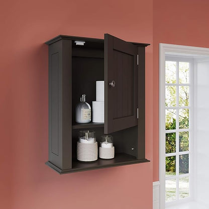RiverRidge Ashland Bathroom Cabinet Espresso Single Door Compact Wall Mount Storage Medicine Cabinet for Bathroom