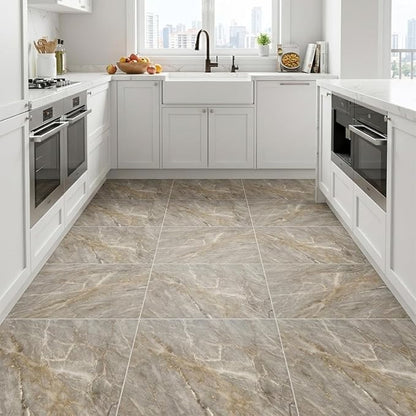 Peel and Stick Floor Tile 12 x 12 Inch Self Adhesive Marble Vinyl Flooring | waterproof and removable sticker tiles, 20-pack covers 20 Sq. Ft, DIY tiles for bedroom, bathroom, kitchen and dining room