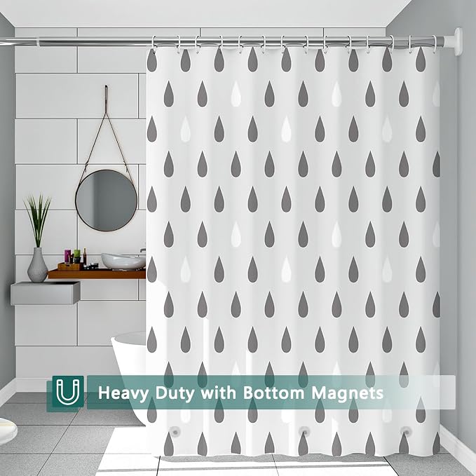 Shower Curtain Liner, 100% Waterproof Peva Shower Curtains with 3 Duty Heavy Bottom Magnets and 12 Rust Proof Grommets, 72x72 Weighted Shower Liner for Shower Stall, Bathtubs