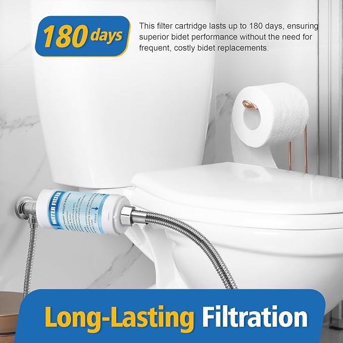 2 Pack Bidet Water Filter and Adapter for Electric Bidet Toilet Seats | Reduce Mineral Deposits, Soften Hard Water, Extends Bidet Lifespan, Easy Installation, Long-Lasting & Low Maintenance