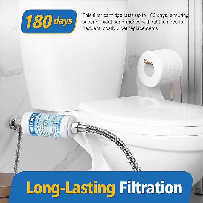 4 Pack Bidet Water Filter and Adapter for Electric Bidet Toilet Seats | Reduce Mineral Deposits, Soften Hard Water, Extends Bidet Lifespan, Easy Installation, Long-Lasting & Low Maintenance