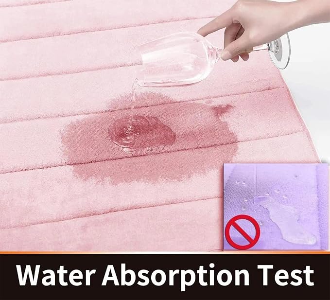 Yimobra Bathroom Runner Rugs 72"x24" Non Slip Washable Memory Foam Bath Mat, Super Soft Water Absorbent Hallway Carpet for Vanity Tub Shower, Pink