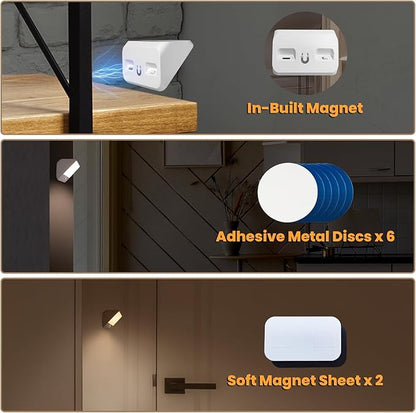 Motion Sensor Light Indoor Rechargeable, Battery Night Light 2000mAh, Motion Activated Night Lights Stick on 2 Pack, Dimmable Stair Lights for Bathroom, Hallway, Kitchen, Traveling, Cabinet